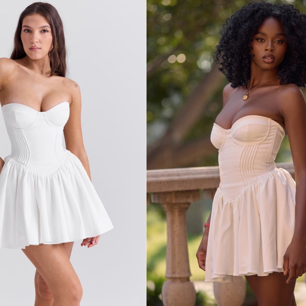 House Of Cb 'Katherine' White Strapless Corset Mini Dress Nwot